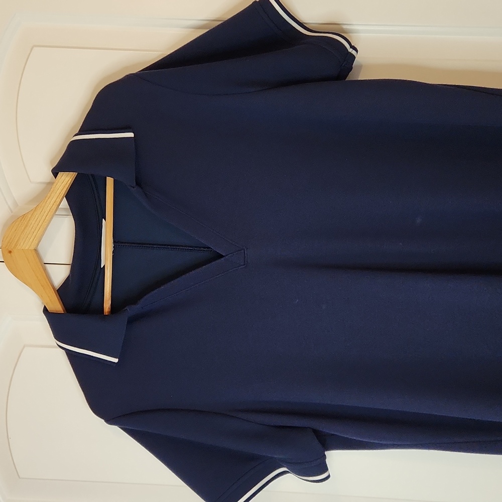 SPANX AirEssentials Pique Polo Midi Dress Polo Shirt Navy White Trim Size XXL - Picture 4 of 13
